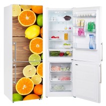 Vinilos electrodomésticos neveras frutas fondo madera